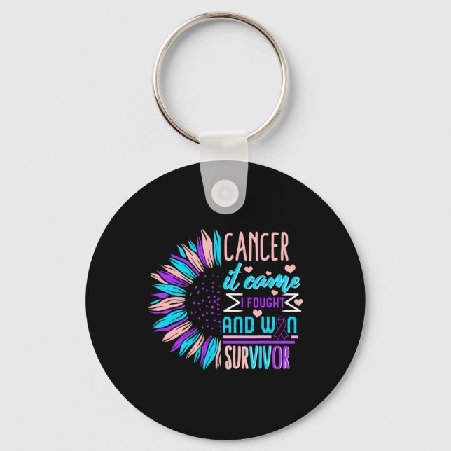 Chaveiro Sobrevivência do cancer Thyroidectomia de girassol (Frente)