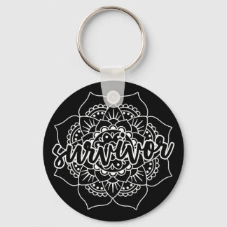 Chaveiro Sobrevivente de câncer Mandala em branco