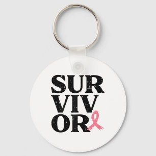 Chaveiro Sobrevivente Pink Ribbon Warrior Cancer Awarene