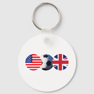 Chaveiro Soccer Ball UK & USA Bandeiras do MUSEUM Zazzle