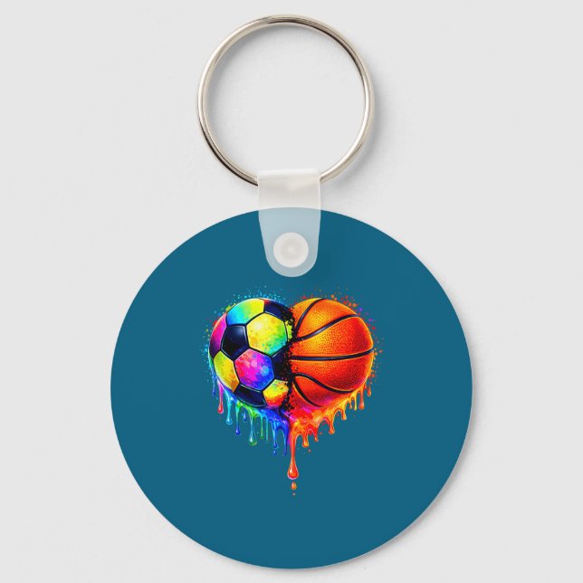 Chaveiro Soccer Basketball Drip Heart Srts Valentines Day M (Frente)