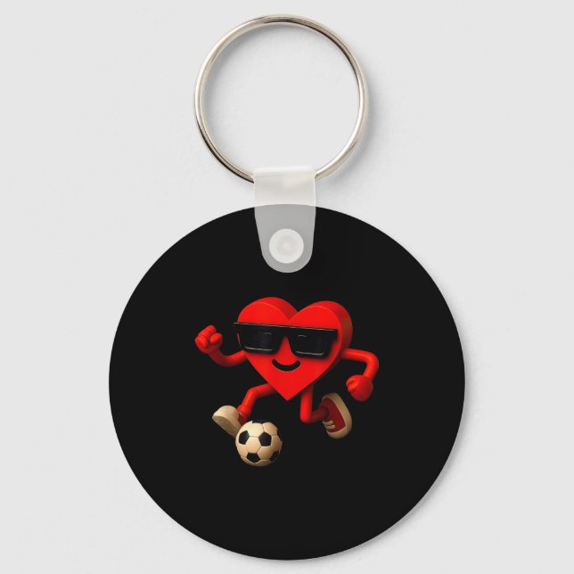 Chaveiro Soccer Valentines Day Cute Funny Heart Boys Girls  (Frente)