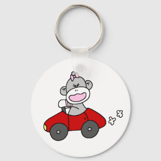 Chaveiro Sock Monkey Girl in Red Car