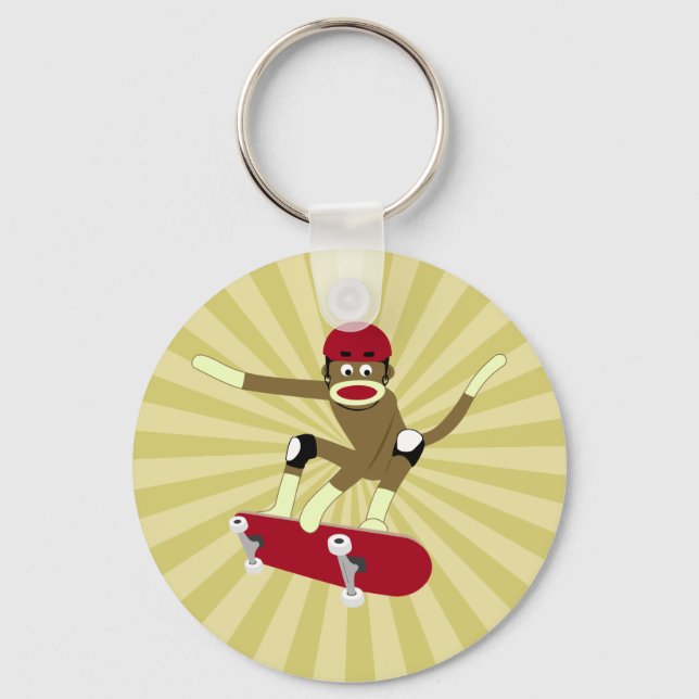 Chaveiro Sock Monkey Skateboarder (Frente)