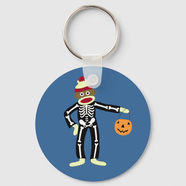 Chaveiro Sock Monkey Skeleton Halloween (Frente)