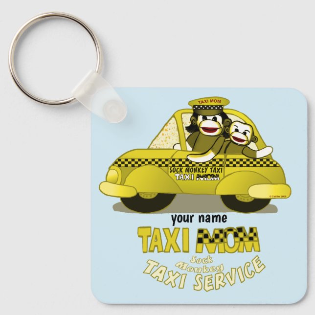 Chaveiro Sock Monkey Taxi Mãe (Frente)