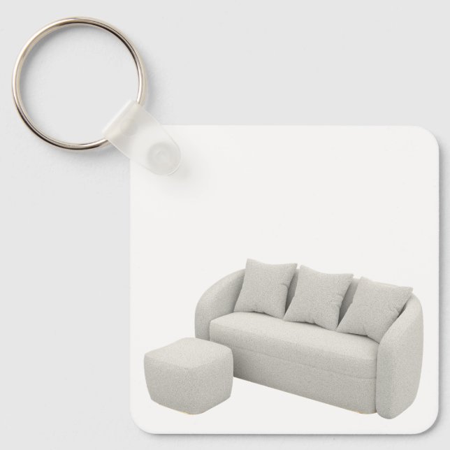 Chaveiro Sofá boucle com otomano (Frente)