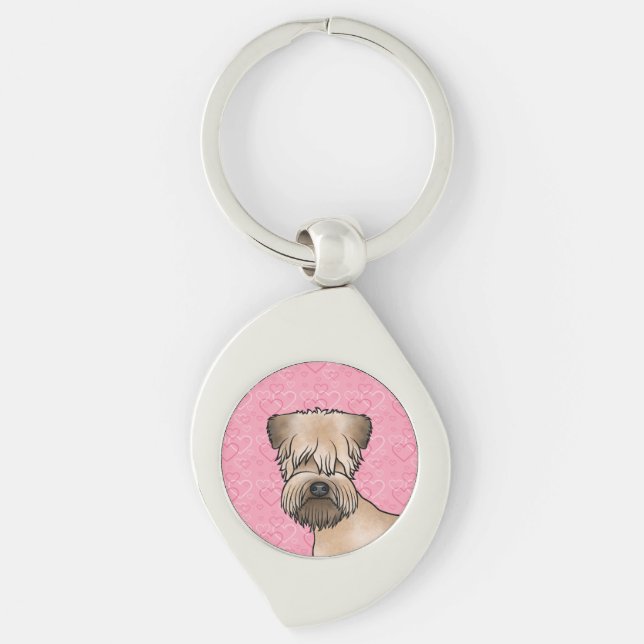 Chaveiro Soft-Coated Wheaten Terrier de frente com Corações (Frente)