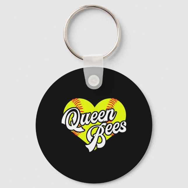 Chaveiro Softball Heart Queen Bees Team T-ball League Girls (Frente)