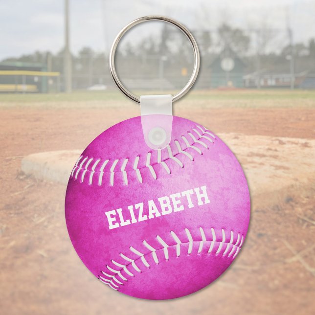 Chaveiro softball rosa com nomes personalizados (Criador carregado)