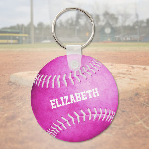 Chaveiro softball rosa com nomes personalizados