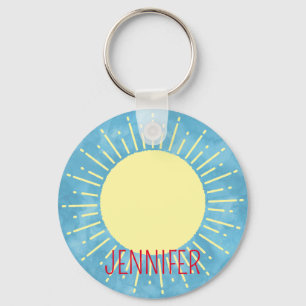 Chaveiro Sol Amarelo No Céu Azul Nome Personalizado