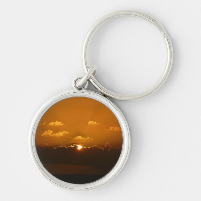 Chaveiro Sol Atrás das Nuvens Foto Laranja Sunset (Frente)