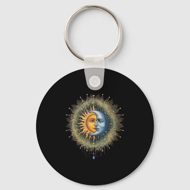 Chaveiro Sol e Lua Celestial Boho Místico Hipe 90s (Frente)