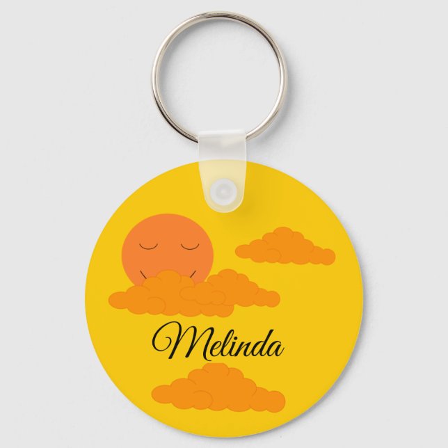 Chaveiro Sol Laranja no Céu Dourado: (Verso)