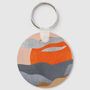 Chaveiro Sol, nuvens e água pintados