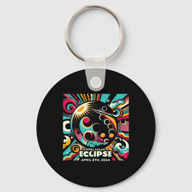 Chaveiro Solar Eclipse 2024 04.08.24 Eclipse Mens Womens Ki (Frente)