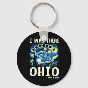 Chaveiro Solar Eclipse 2024 Ohio - Pintura noturna estelar