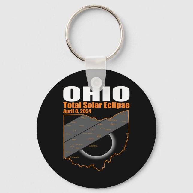Chaveiro Solar Eclipse 2024 State Ohio Map Total Solar Ecli (Frente)