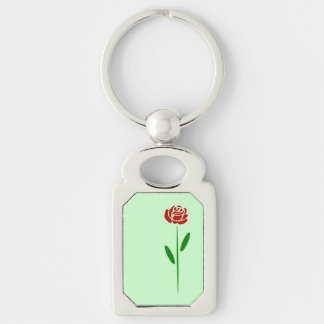 Chaveiro Solteiro Art Deco Rosa vermelha Folhas verdes e Pe