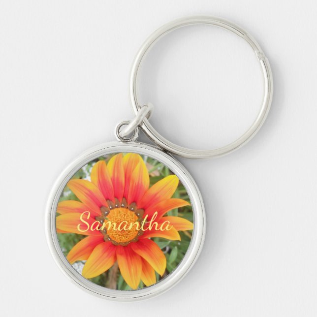Chaveiro Solteiro Laranja Flor Personalizado (Frente)