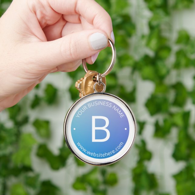 Chaveiro Sombreado Azul e Roxo com Texto Editável (Mão)