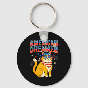 Chaveiro Sonhador Americano Gato Óculos de Sol Patrióticos 