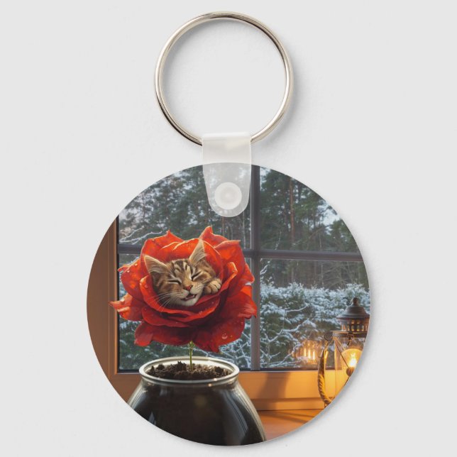 Chaveiro Sonho de Gato Rosa  (Frente)