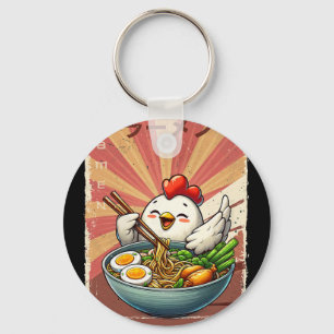 Chaveiro Sopa de Macarrão Japonês Ramen Comendo Frango