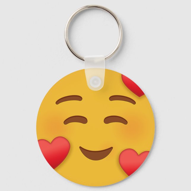 Chaveiro Sorria Emoji Com Corações (Frente)