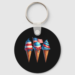 Chaveiro Sorvete Cone Scoops Projetado American Flag 4th O
