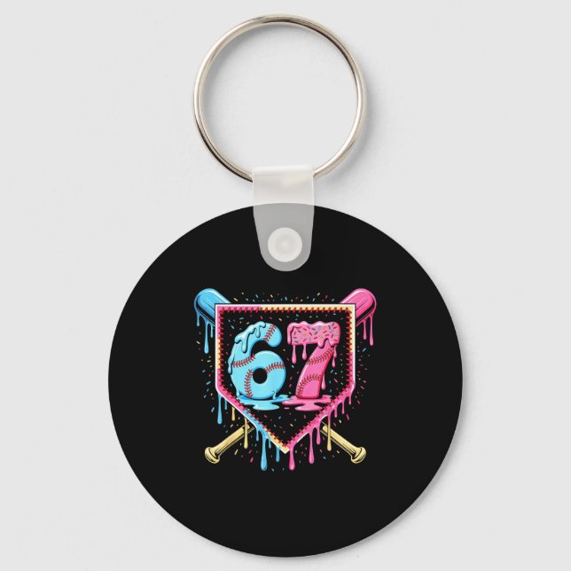 Chaveiro Sorvete de beisebol 67 pingando divertido seis set (Frente)