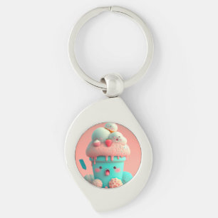 Chaveiro Sorvete notebook rosa e giro