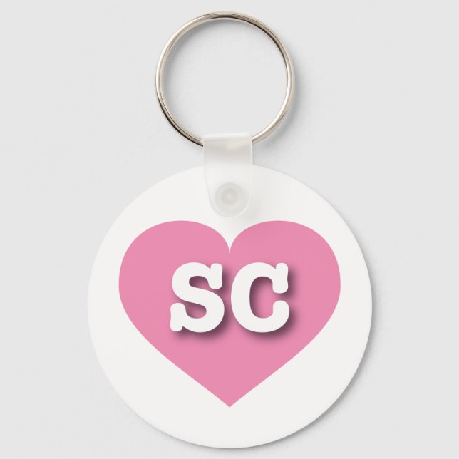 Chaveiro South Carolina Pink Heart - Eu amo SC (Frente)
