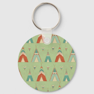 Chaveiro Southwest Geo Step   Green Teepee Pattern