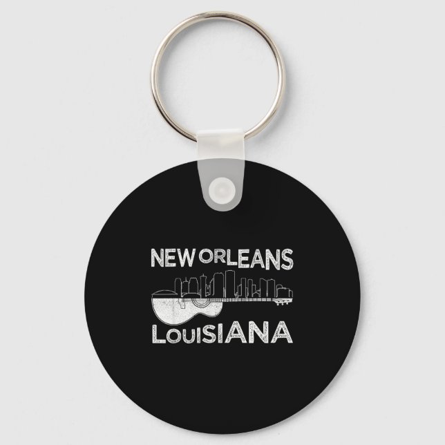 Chaveiro Souvenir New Orleans Guitar Music Louisiana New Or (Frente)
