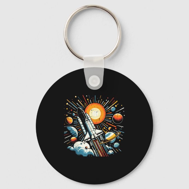 Chaveiro Space Shuttle Sun Planets Rocket Galaxy Boys Kids  (Frente)