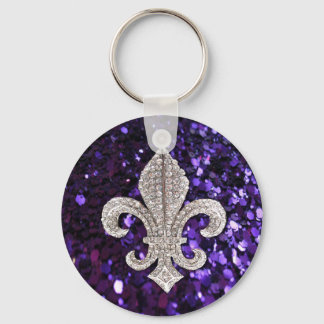 Chaveiro Sparkle jewel Fleur De Lis Purple