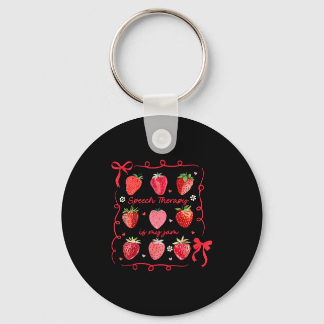 Chaveiro Speech Therapy Is My Jam Strawberry Bow Slp Speech (Frente)