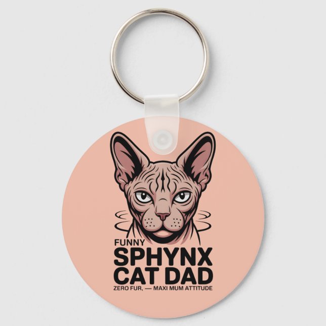 Chaveiro Sphynx Cat Dad Funny Vector Art (Verso)