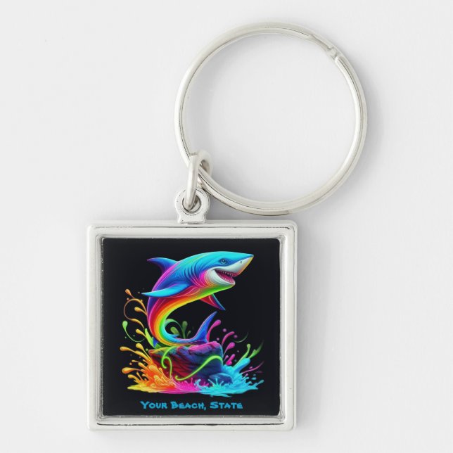 Chaveiro Splash Colorido de Tubarão (Frente)