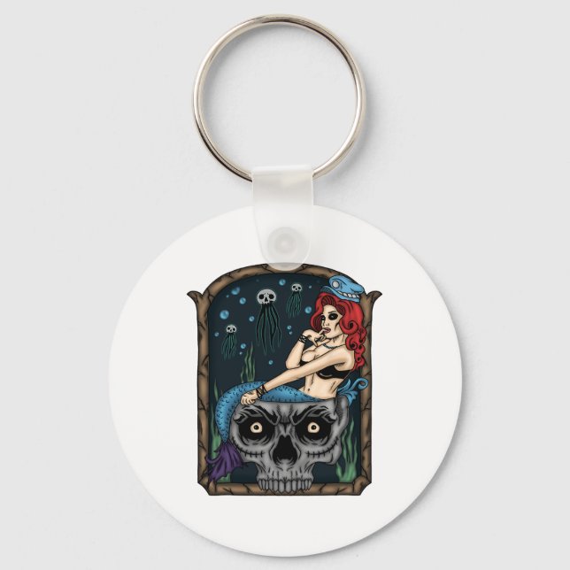 Chaveiro Spookeen Halloween Gótico Skull Mermaid (Frente)