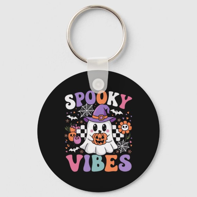 Chaveiro Spookes Vibes Ghost Retro Groovy Halloween Kids Gi (Frente)