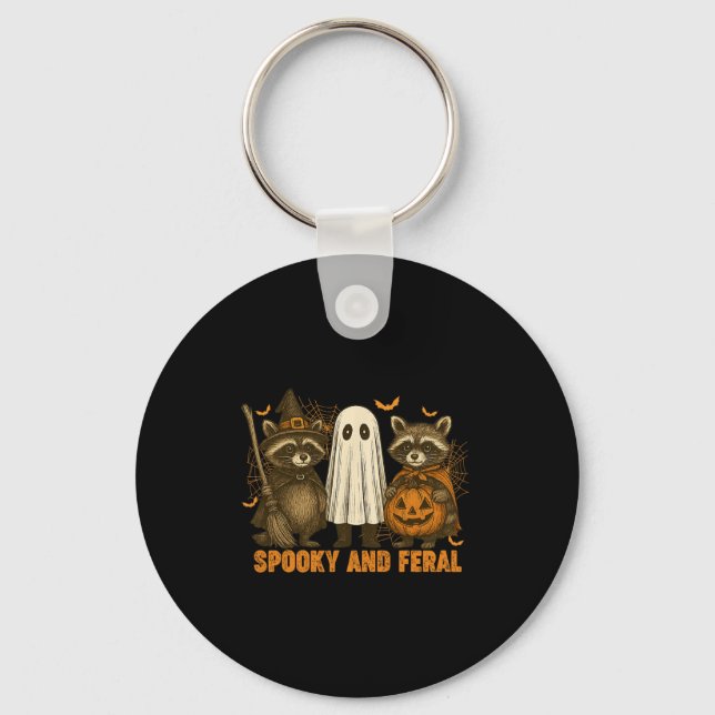 Chaveiro Spooky E Feral Cute Ghost Racoon Halloween Costu (Frente)