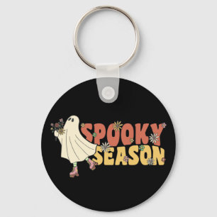 Chaveiro Spooky Season Groovy Ghost Com Flores Vintage Ke