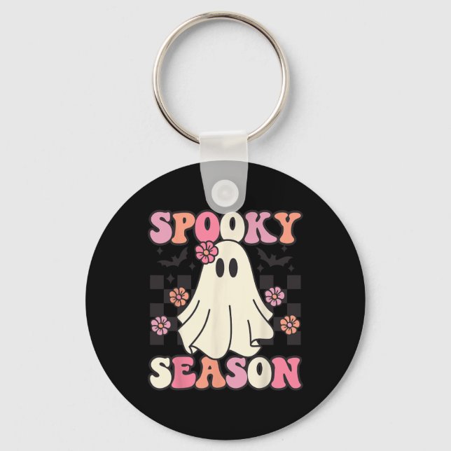 Chaveiro Spooky Season Halloween Ghost Costume Retro Groovy (Frente)