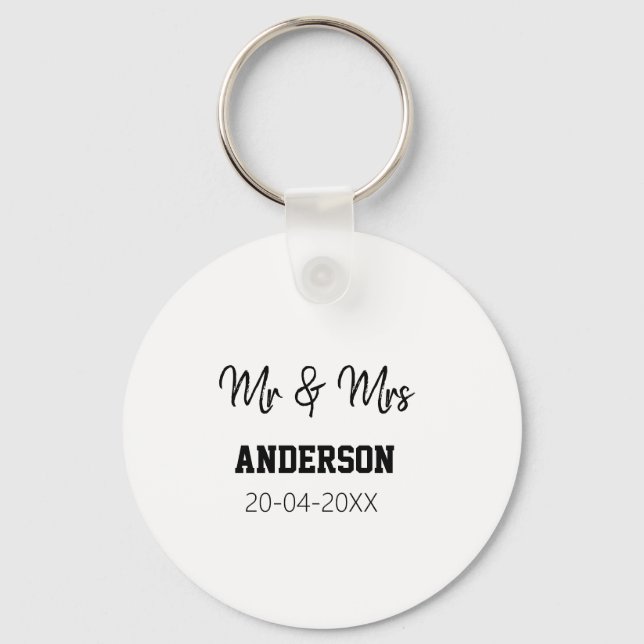 Chaveiro Sr & Sra adicionar sobrenome data ano lembrança de (Frente)