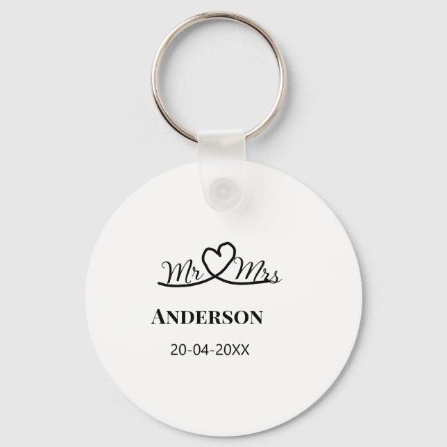 Chaveiro Sr & Sra adicionar sobrenome data ano lembrança de (Frente)