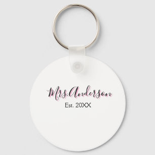 Chaveiro Sra adicionar nome sobrenome preto rosa ano modern