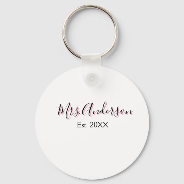 Chaveiro Sra adicionar nome sobrenome preto rosa ano modern (Frente)